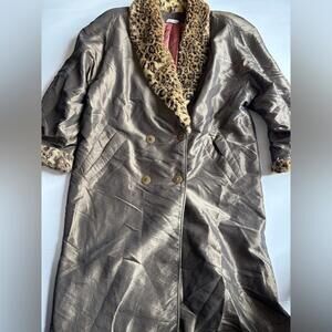 Dash Vintage Green Cheetah Print Trench Coat